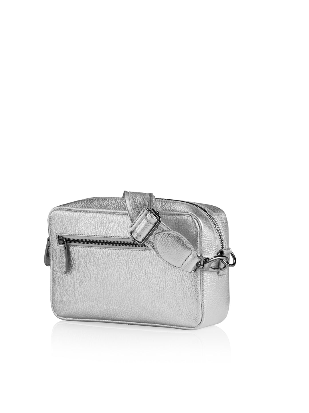 Ledertasche Swiss Made hinten silber