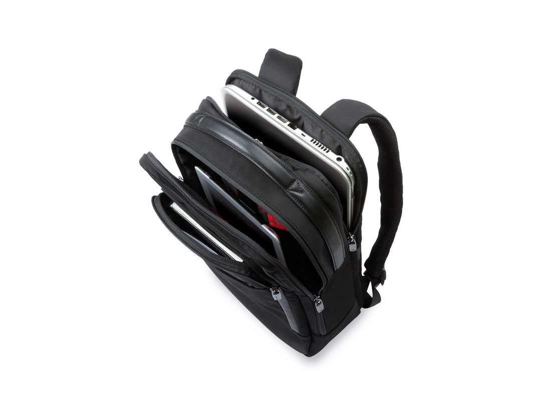Ansicht geöffneter, gefüllter, Rucksack - Horizon Business Reisegepäck, schwarz