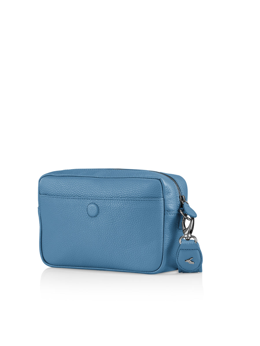 Tasche Leder Swiss Made blau vorne