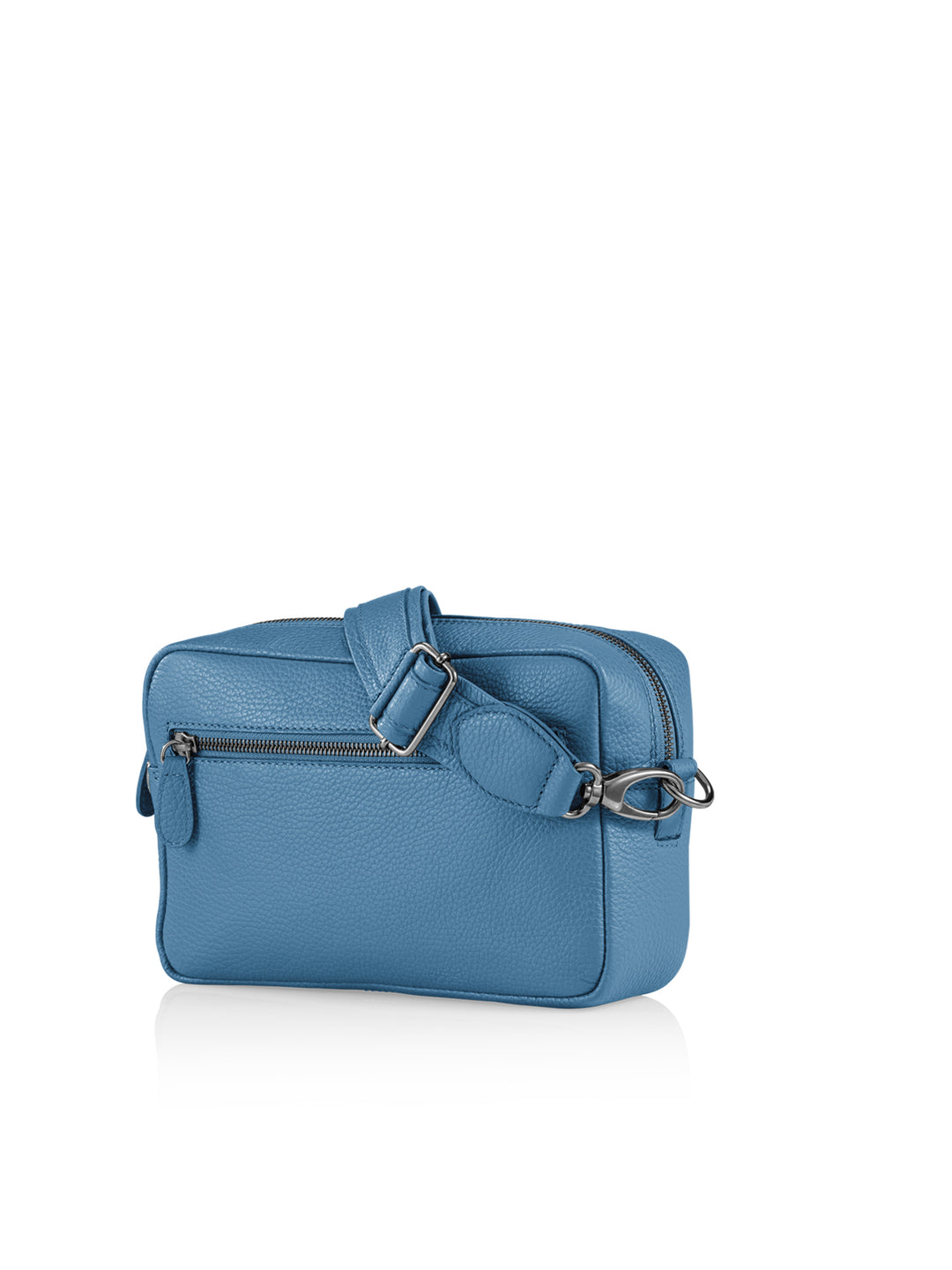 Tasche Leder blau Swiss Made hinten