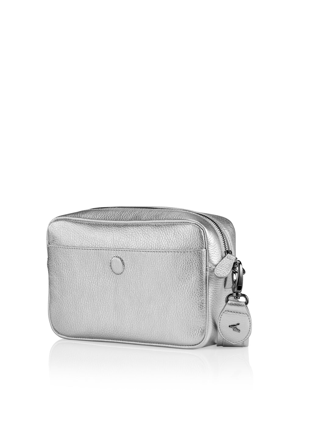 Ledertasche silber Swiss made vorne