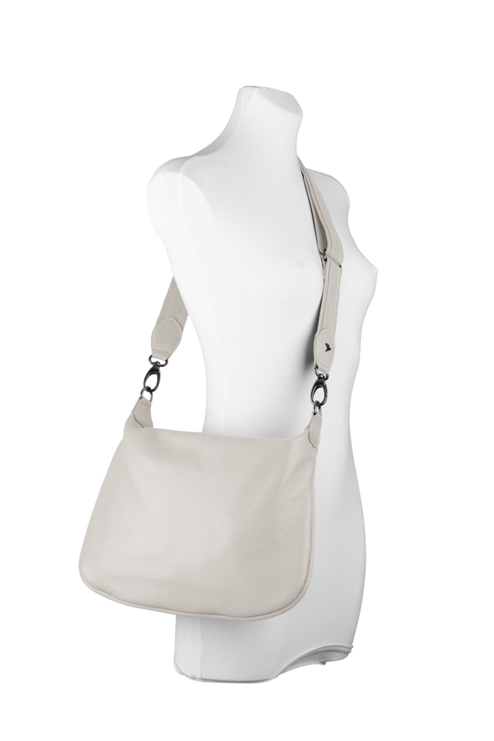Ledertasche Swiss Made Umhängeriemen beige