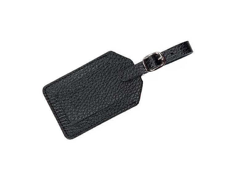 Frontansicht Adressanhänger - Reisezubehör, Swiss Made, Leder schwarz