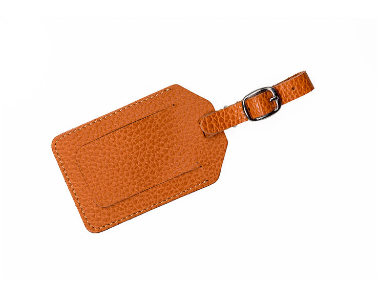 Frontansicht Adressanhänger - Reisezubehör, Swiss Made, Leder  orange