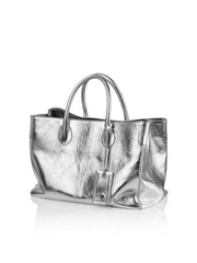 Frontansicht Damenhandtasche - Loris Nr. 7 Shopper, silber