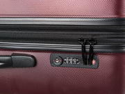 Seitenansicht Rollkoffer mit Nahaufnahme von TSA-Zahlenschloss, Peru, M rot