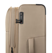Seitenansicht Rollkoffer mit Nahaufnahme von TSA-Zahlenschloss, GoOn, L beige