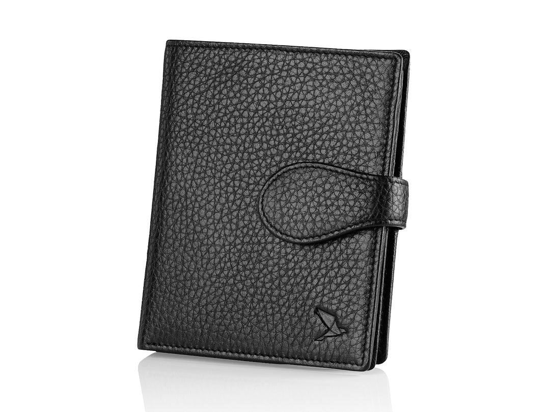 Frontansicht Portemonnaie Leder - HiClass Accessoire,  schwarz