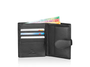 Ansicht geöffnetes und gefülltes Portemonnaie Leder - HiClass Accessoire,  schwarz