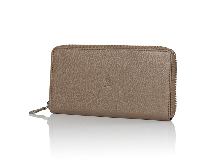 Frontansicht Portemonnaie Leder - HiClass Accessoire,  taupe