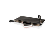 Frontansicht Pouch, Clutch Leder - HiClass Accessoire,  schwarz