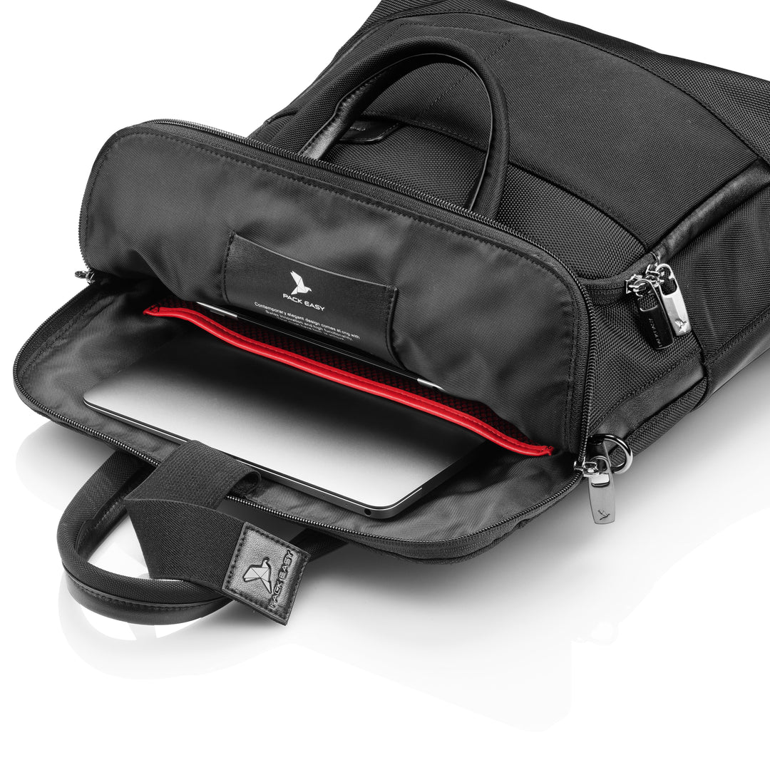 Ansicht geöffneter, gefüllter, Rucksack - Horizon Business Reisegepäck, schwarz