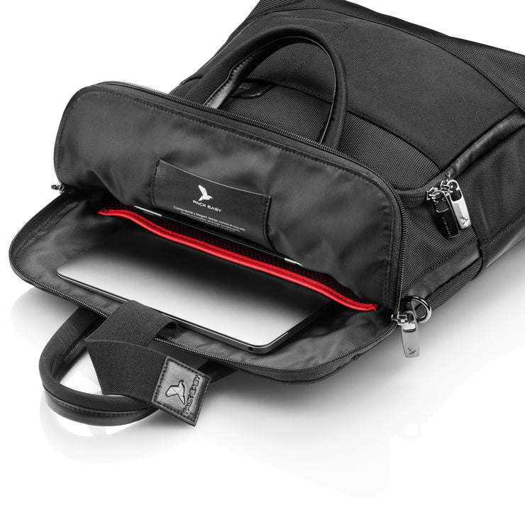 Ansicht geöffneter, gefüllter, Rucksack - Horizon Business Reisegepäck, schwarz