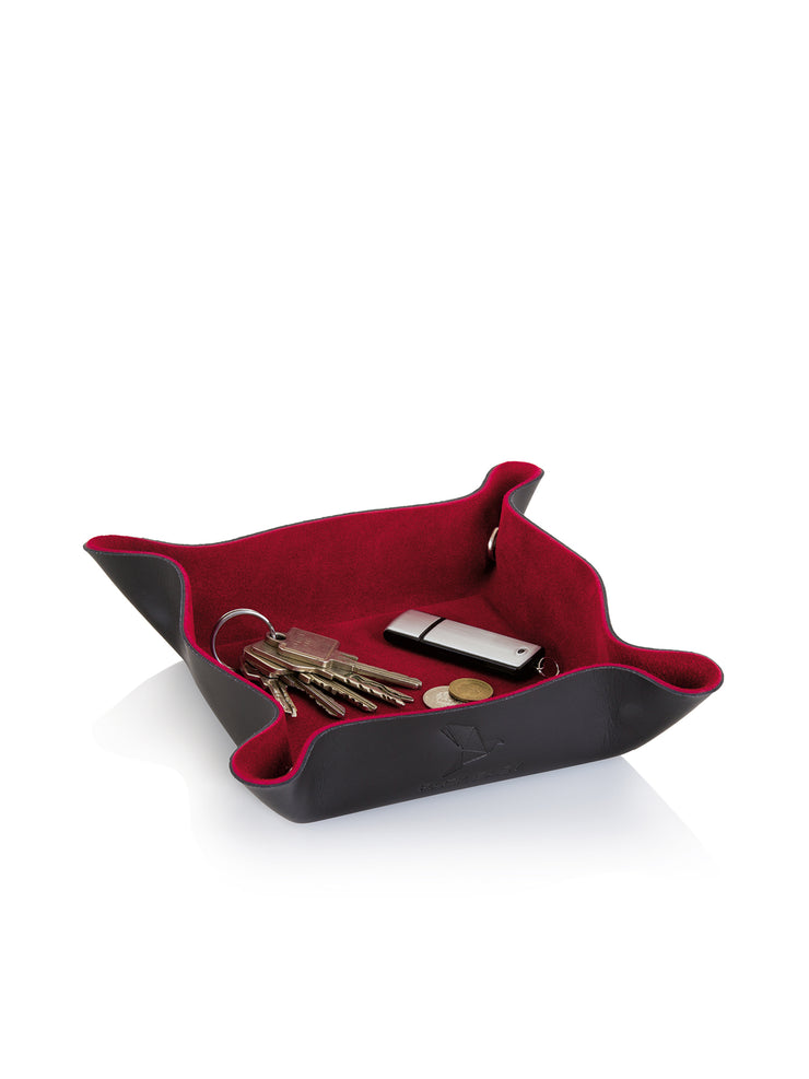 Ansicht gefüllt Leder Reisezubehör, Taschenentleerer Swiss Made Accessoire, schwarz/rot