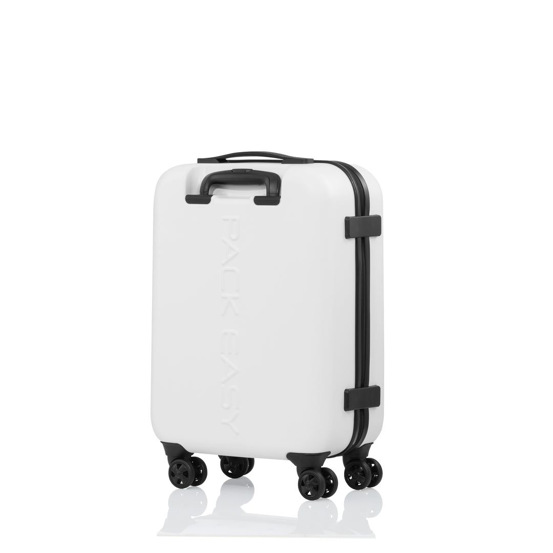 Trolley weiss, personalisierbar, Ansicht von hinten mit Schriftzug Pack Easy