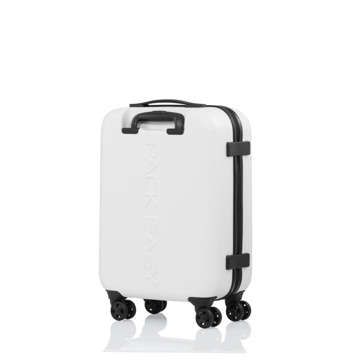 Trolley weiss, personalisierbar, Ansicht von hinten mit Schriftzug Pack Easy